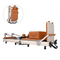 Fitop Pilates Reformer, 93" Maple Pilates Machine Bed, Studio-Level Yoga and Strength Training Equipment Orange