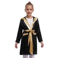 thumbnail image 3 of YiZYiF Kids Boys Boxing Outfits Metallic Trim Satin Belted Hooded Cloak Robe and Martial Arts MMA Light Purple&Gold 14, 3 of 6