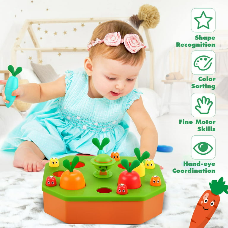 Carrot Harvest Game Toy for Baby Boys and Girls 1 2 3 Year Old, Educational  Shape Sorting Matching Puzzle Gift Toy with Carrots.Great Montessori Toy  for Toddlers 1-3 