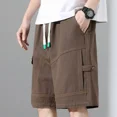 thumbnail image 3 of Pantalones cortos para hombre, bermudas sólidas, cintura elástica, pantalones cortos cargo para hombre, de algodón, de media longitud, para hombre, hermosos pantalones de diseñador vintage grandes y a, 3 of 5