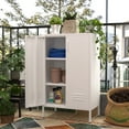 thumbnail image 3 of Metal Cabinet,Metal Locker Cabinet with Adjustable Shelves, Entryway Storage Cabinets ,Morden Locker Storage Cabinets with Legs,2 Doors Sideboard for Living Room, Kitchen Pantry, Office,Outdoor, 3 of 8