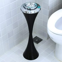 Black Floor Ashtray with Hinged Lid for Cigarettes and Cigars - Self-Cleaning Outdoor Indoor Stand