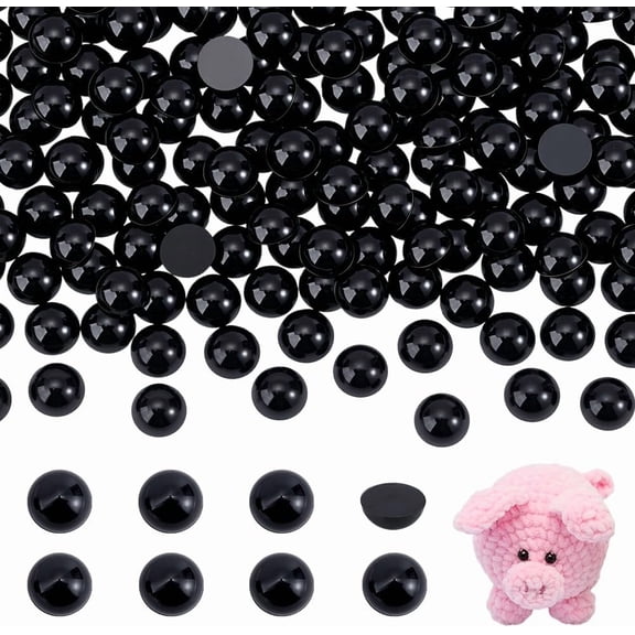 300pcs Eyes Cabochons 8mm Black Flatback Animal Eyes Flat Back Cabochon Craft Acrylic Dome Button for Stuffed Animal Amigurumi Bear Teddy Puppet Cat Making Scrapbooking Projects