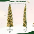 thumbnail image 4 of Costway 7ft Pre-lit PVC Artificial & Pine Needles Half Christmas Tree w/ 150  Lights, 4 of 10
