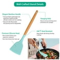 thumbnail image 4 of NewHome 11Pcs Silicone Cooking Utensil Set Heat Resist Wooden Handle Silicone Spatula Turner Ladle Spaghetti Server Tongs Spoon Egg Whish Kitchenware Set w/ H, 4 of 8