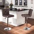 thumbnail image 2 of Costway Modern Bar Stools Set of 2 PU Leather Upholstered Swivel Counter Stools with Back Brown, 2 of 8