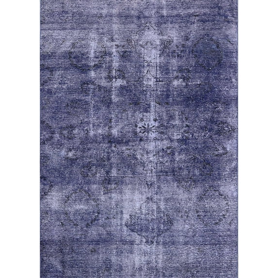 Ahgly Company Indoor Rectangle Mid-Century Modern Purple Oriental Area Rugs, 5' x 7'