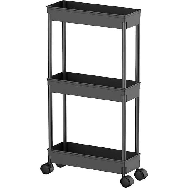 PIKADINGNIS 3 Tier Rolling Cart with Wheels,Slim Storage Cart,Narrow