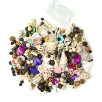 Cousin DIY Wood & Shell Bead Assortment, 10 oz., White, Brown, 150+ Pieces