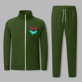 thumbnail image 2 of BXINGOHAI Mens Fashion 2 Piece Sweatsuit Drawstring Full Zip Long Sleeve Tracksuit Graphic Stand Collar Sweatshirt and Elastic Waist Sweatpants Running Workout Suit Sets Today Army Green,M, 2 of 4
