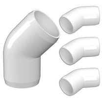 FORMUFIT 1-1/4" 45 Degree Elbow Furniture Grade PVC Pipe Fittings, (1-5/8" Actual Socket ID), White, 4-Packc