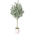 thumbnail image 2 of Artificial Olive Tree 6ft, Tall Faux Olive Trees with Planter, Potted Large Artificial Plants Indoor - Realistic Leaves & Fruits, Silk Fake Tree for Home Office Decor, 2 of 6