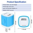 thumbnail image 6 of Charger Block,USB Wall Charger Adapter,AILKIN USB Fast Charging Cube Station Plug Charger Blocks iPhone Wall Charger,Blue, 6 of 6