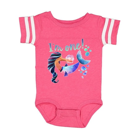 

Inktastic I m One! 1st Birthday Pink and Blue Mermaid Gift Baby Boy or Baby Girl Bodysuit