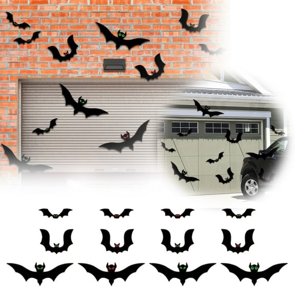 23 Pcs Glow in The Dark Halloween Garage Door Decoration Bat Garage Door Luminous Bat Refrigerator for Car Refrigerator Party Halloween Decorations
