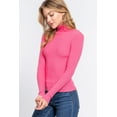 thumbnail image 2 of Simly Fashion Actve Long Sleeve TURTLE NECK Fitted Basic Viscose Rib Sweater PINK,LARGE, 2 of 3