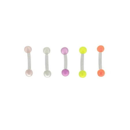 Acrylic Body Jewelry - BODY JEWELRY Acrylic 16G Glow in the Dark Bead 5 Pcs Eyebrow Set