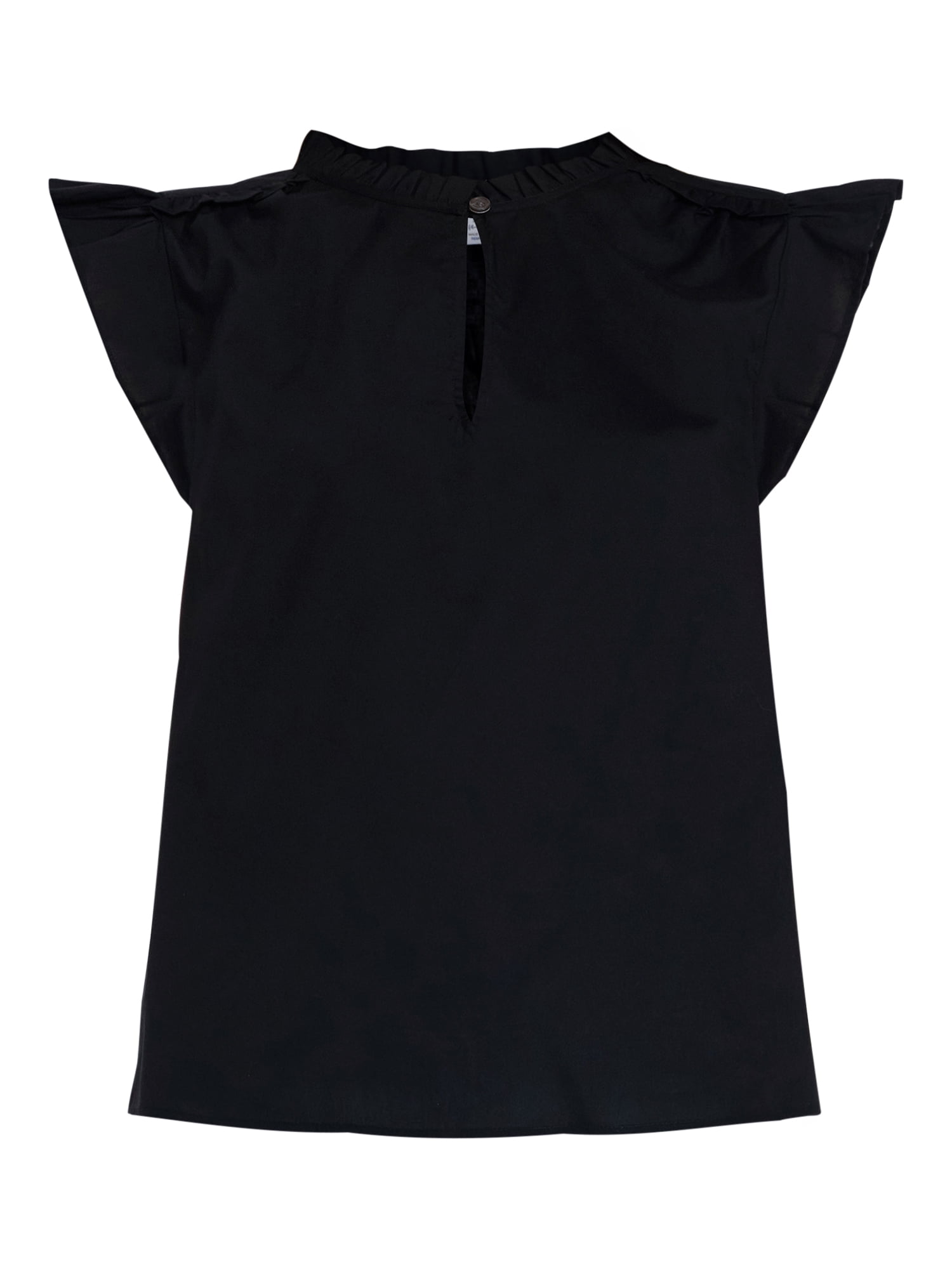 Time and Tru Women's Cotton Split Neck Top with Flutter Sleeves, Sizes XS-XXXL
