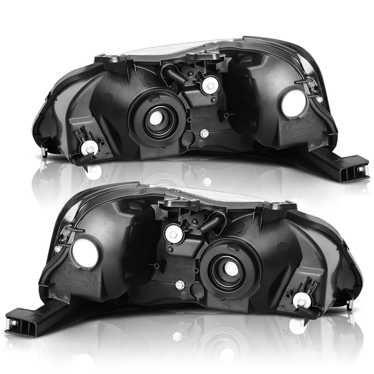 RVNI Chrome Clear Lens Headlights Fits For 1999-2000 Honda Civic EK EJ LX EX SI Lamps