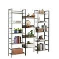 thumbnail image 5 of Bookcases and Bookshelves, Triple Wide 5 Tiers Industrial Bookshelf, Large Etagere Bookshelf Open Display Shelves with Metal Frame for Living Room Bedroom Home Office, Grey, 5 of 7