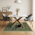 thumbnail image 3 of ODIKA 5'x7' Washable Area Rug Vintage Print Fish Frame Cabin Forest Border Wildlife Fishing Flowing Dynamic for Dining Room, Under Table, Home Office, Non-Slip Chair-Friendly, 3 of 7