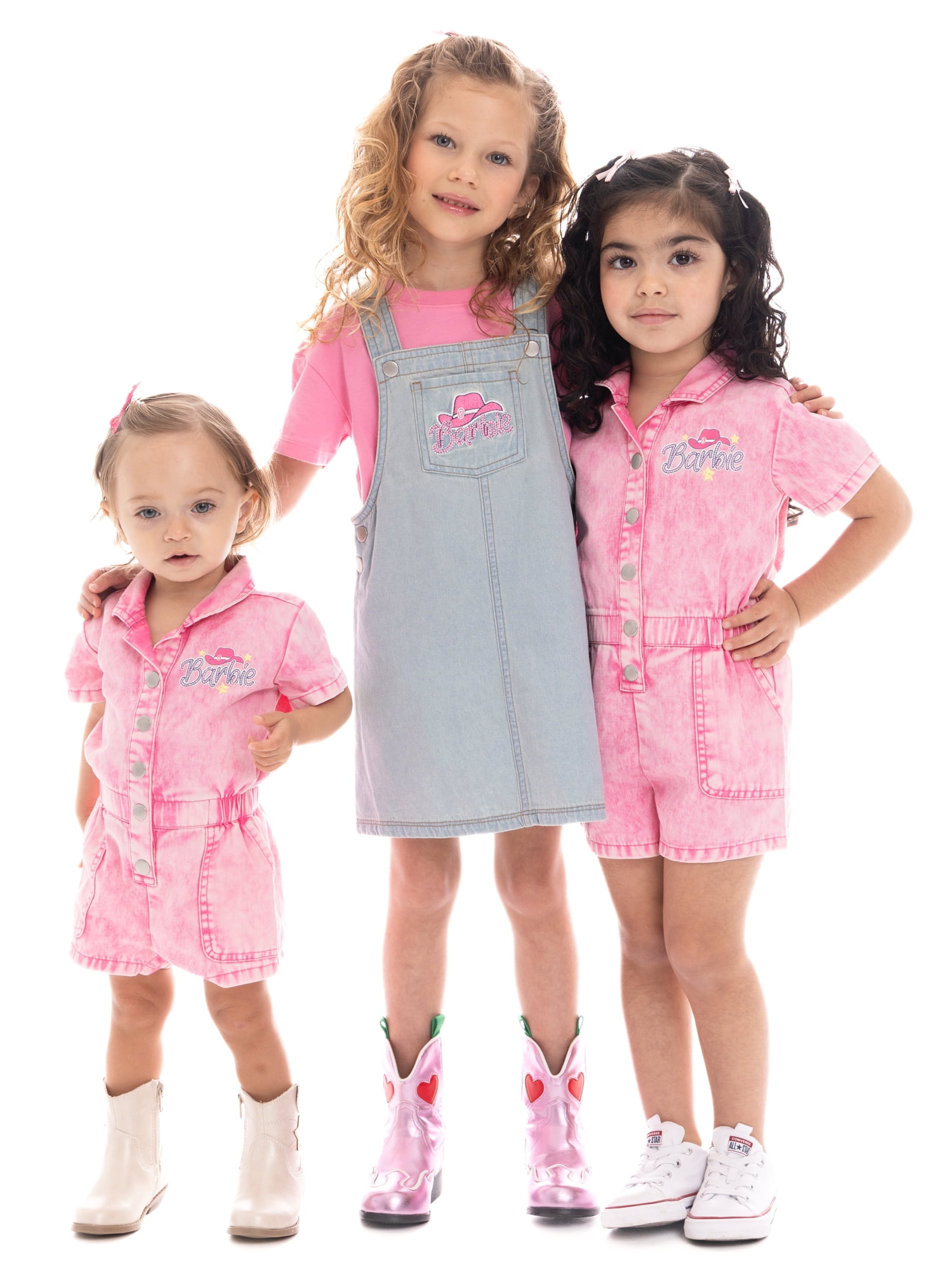 Barbie Toddler Girl Western Graphic Print Twill Romper with Short Sleeves, Sizes 12M-5T