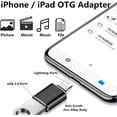 thumbnail image 4 of Adaptador Lightning a USB, [certificado Apple MFi] Cable adaptador de sincronización de datos USB 3.0 OTG para iPhone/iPad, compatible con lector de tarjetas, cámara, USB, ratón y teclado., 4 of 5