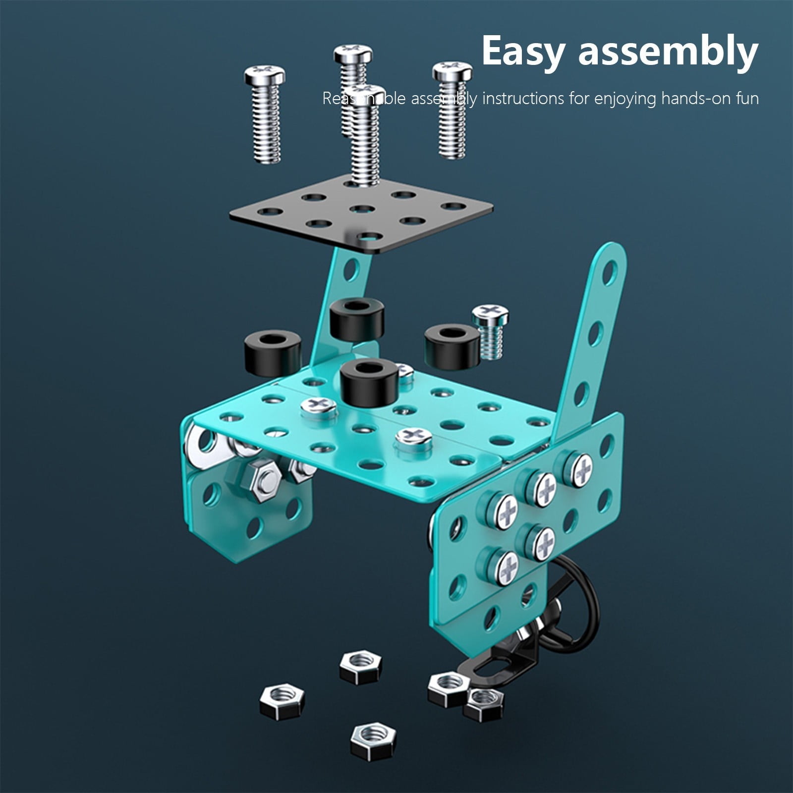 Blue Metal Building Car Model Kit For Kids Diy Assembly Erector Set With 190 Pieces Educational Stem Toy For Boys Ages 8-12