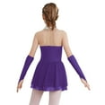 thumbnail image 2 of TiaoBug Kids Girls Sparkly Roller Figure Ice Skating Dress Mesh Splice Ballet Leotard with Gloves Purple 6, 2 of 7