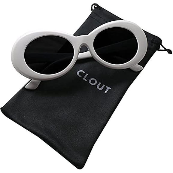 clout goggles and clout case hypebeast oval sunglasses mod style kurt cobain (white)