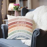 Classroom Reading Corner Boho Rainbow Decor Throw Pillow Covers, Book Center Calming Corner Home Bedroom Playroom Decor Pillow Case, 18x18 Inch Pillowcase