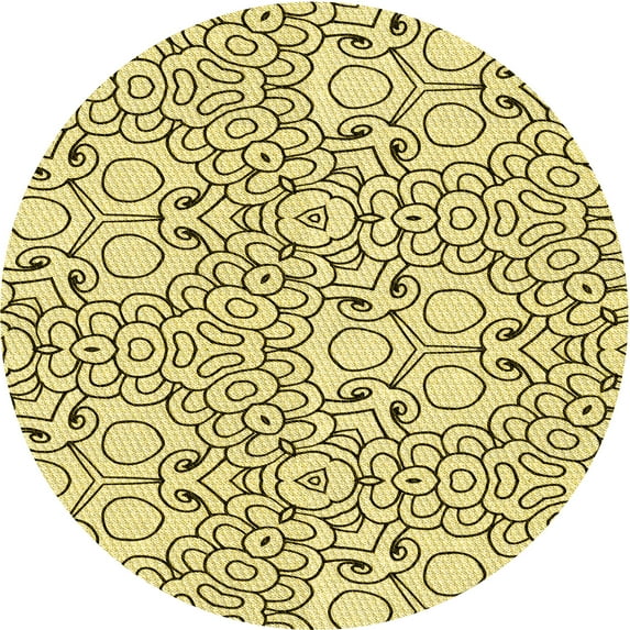 Ahgly Company Indoor Round Patterned Sun Yellow Area Rugs, 8' Round