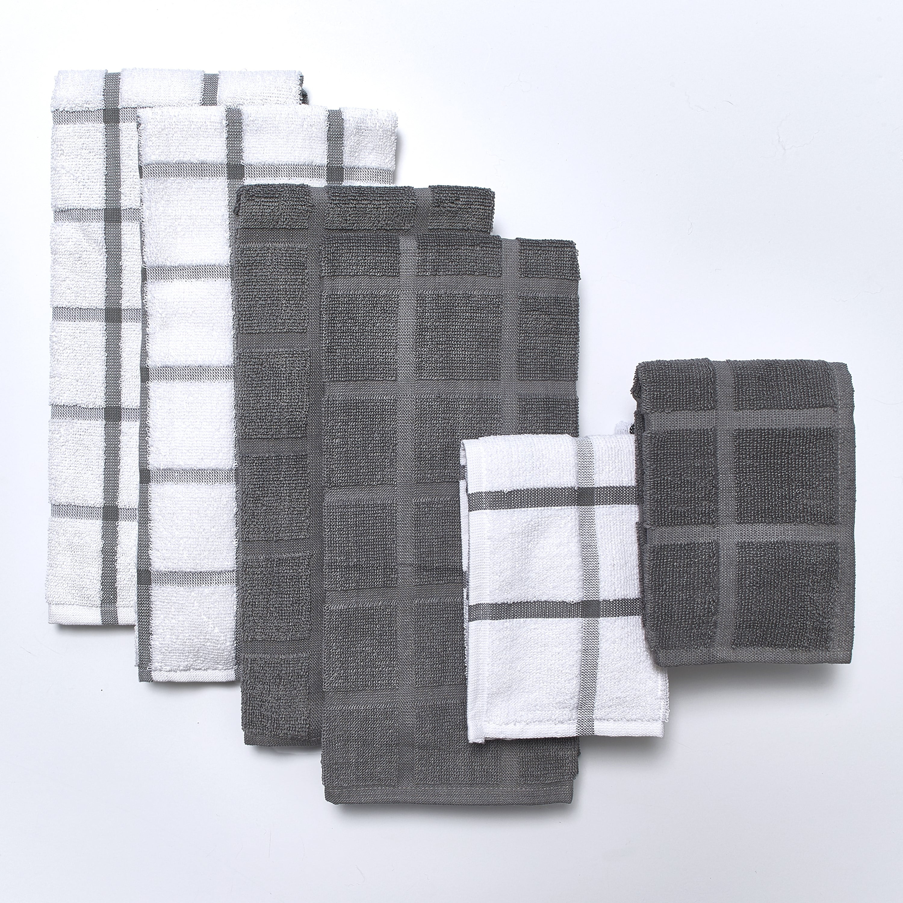 Terry Cotton Kitchen and Bathroom Towel Set 6 Pieces Gray Walmart