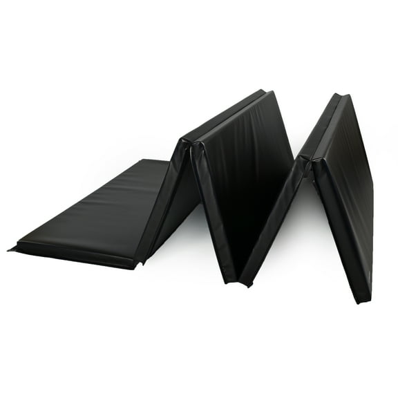 Greatmats Folding Mats for Gymnastics, Cheerleading, Tumbling, Home Exercise, Home Wrestling, Martial Arts Vinyl and Foam Mats Black 5x10 ft x 2 inch