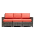 thumbnail image 1 of Krikacy 3-PCS Outdoor Wicker Modular Sofa Chair Set, All-Weather HDPE w/Thick Cushions, Orange, 1 of 6