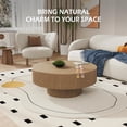 thumbnail image 6 of Gelloan 35" Round Fluted Coffee Table, Modern Wood Circle Coffee Table, Veneer Handcrafted Relief Tea Table for Living Room,Natural, 6 of 8