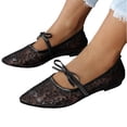 thumbnail image 5 of Women's Spring Ballet Style Flat Shoes Open Toe Pointed Toe Lace Up With Ankle Strap Soft Sole Comfortable Elegant Casual Footwear For Daily Wear Black 37, 5 of 6