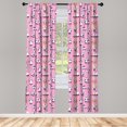 thumbnail image 4 of Ambesonne Panda Window Curtains, Fluffy Animals Playing Around, Each 28" W x 84" L, Pink Multicolor, 4 of 4