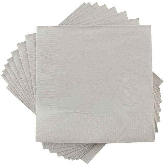 JAM Paper Small Beverage Napkins, 5 x 5, Silver, 40/Pack