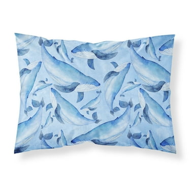 Watercolor Nautical Whales Fabric Standard Pillowcase