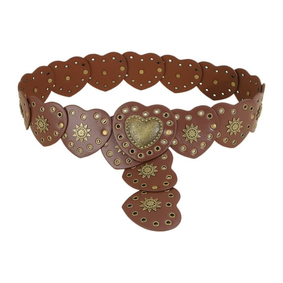 SIEYIO Motorcycle Waist Belt with Heart Disc Buckle PU Waist Belt for Jeans Coat Decors