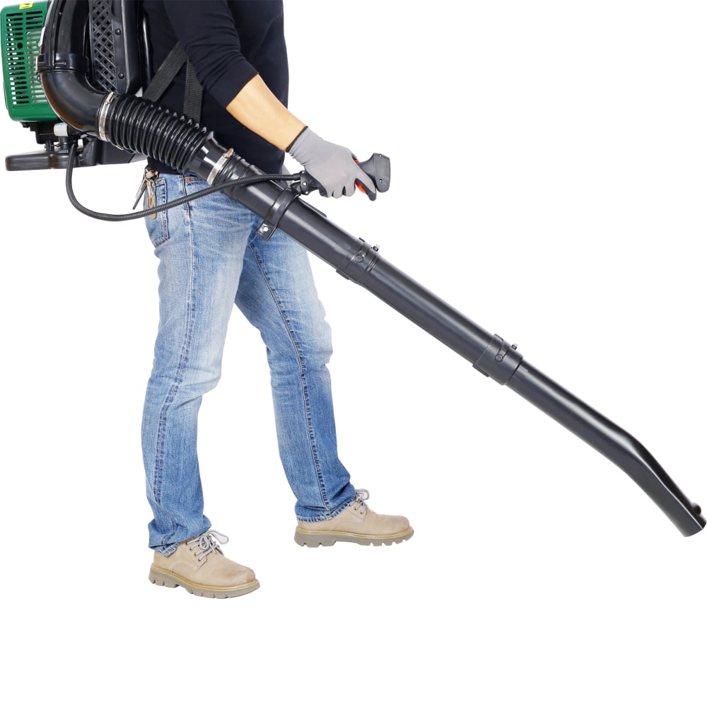 DECMAY 63.3CC Professional Backpack Leaf Blower - Heavy Duty 3.6HP Gas Powered with 750CFM Airflow (Green, Low Noise 103dB)