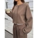 thumbnail image 5 of Chaqueta Corta de Mezcla de Lana para Mujer, Abrigo Tipo Guisante, Chaqueta Corta de Larga con Botones Marrón S, 5 of 9
