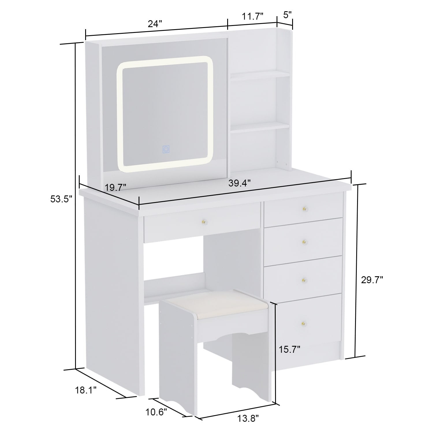 39.4'' Wide Makeup Vanity Set with Stool and Mirror - On Sale - Bed Bath &  Beyond - 35744220