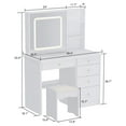 thumbnail image 5 of FUFU&GAGA Makeup Vanity Table Set with Three-Color Light Mirror&Mirror & Stool - N/A White, 5 of 5