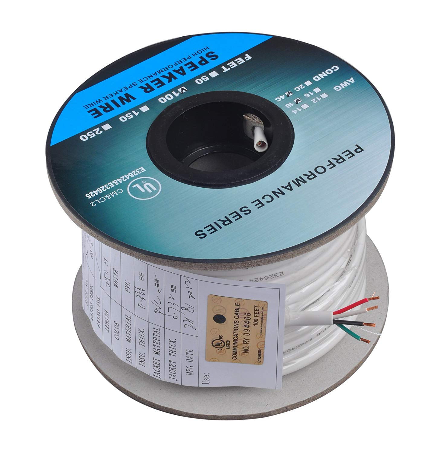 100ft 100 Feet / 30 Meter Pro Series 14 Gauge AWG 99.9% Oxygen Free Copper Speaker Wire Cable with Clear PVC Jacket & Polarity Stripe 30m Great Use for Home Theater Speakers and Car Speakers 
