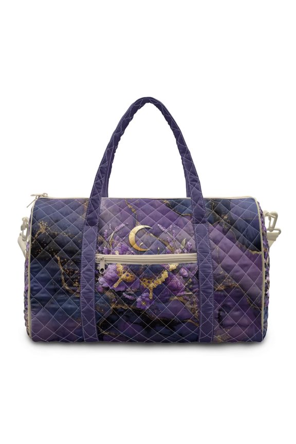 Large Luggage Bag Travel Duffel Bags with Large Capacity & Separate Compartment for Airplanes, Marble & Floral Print