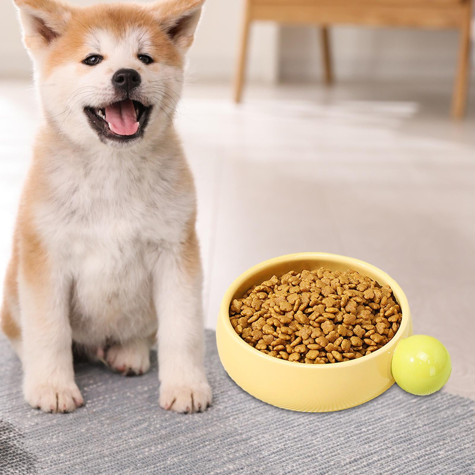 Bvdfgk Ceramic Cat Bowl Portable No Black Chin Non Slip Pet Puppy Kitten Bowl for Faced Yellow
