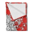thumbnail image 2 of Mandala Soft Flannel Fleece Throw Blanket, Design Pattern Doodles Mandala Style Flowers Illustration, Cozy Plush for Indoor and Outdoor Use, 70" x 90", Scarlet White Black, by Ambesonne, 2 of 5