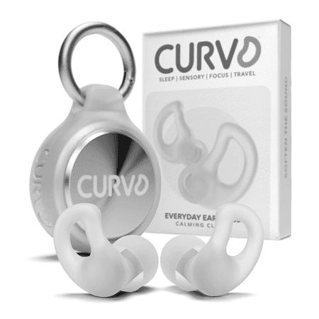 CURVD Everyday Earplugs + Case Clip Bundle – Perfect for Sleep, Travel, Noise Sensitivity/Canceling, with Portable Waterproof Container & Silicone Sleeve (Cloud)